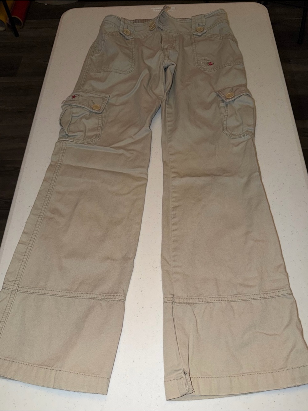 Hollister Khaki Cargo Pants with Button Flap Pockets